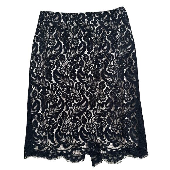 White House Black Market Dresses & Skirts - Sz 6 White House Black Market Lace Pencil Skirt Knee Length Scallop Edge Zip